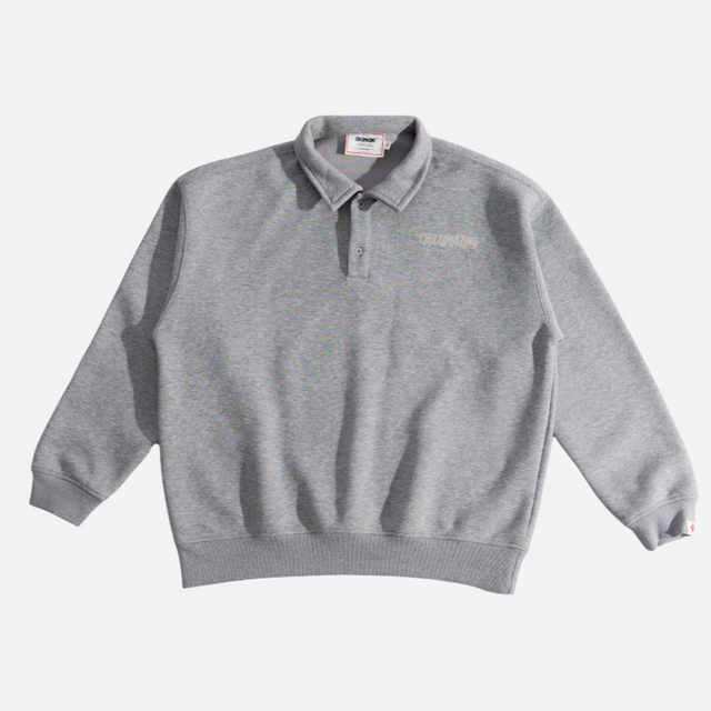 CZ FLEECE POLO SWEATER  | GREY