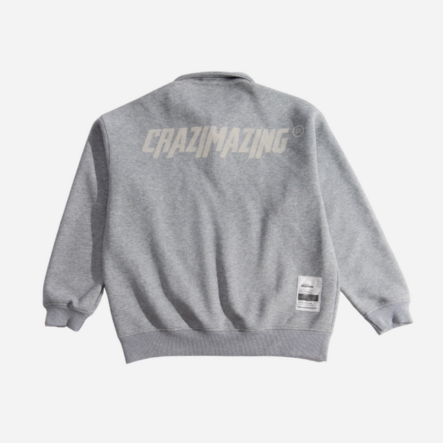 CZ FLEECE POLO SWEATER  | GREY